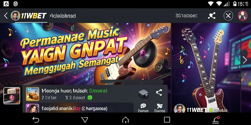 Tampilan gameplay <strong>11WBET</strong> dengan berbagai lagu dan tantangan yang menarik.