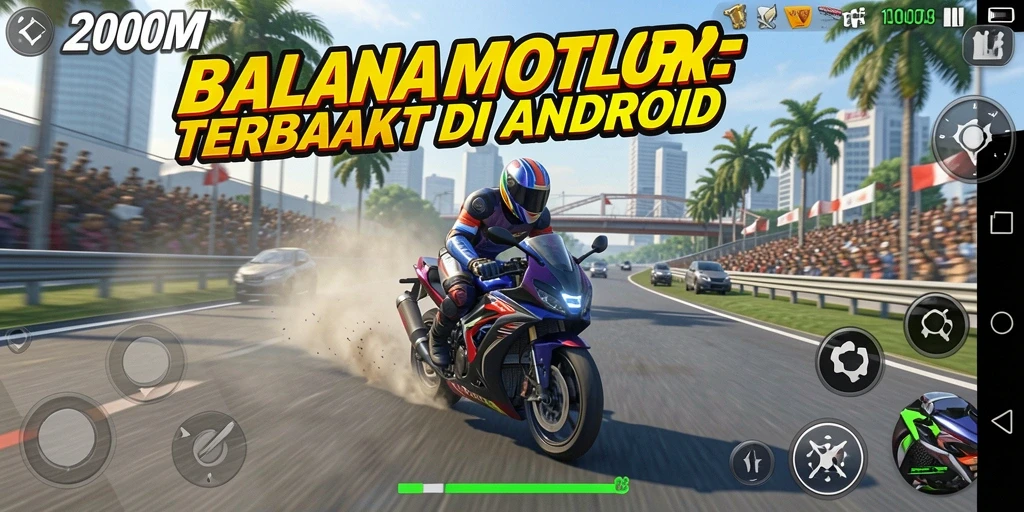 Tampilan gameplay A200M dengan balapan motor yang mendebarkan.