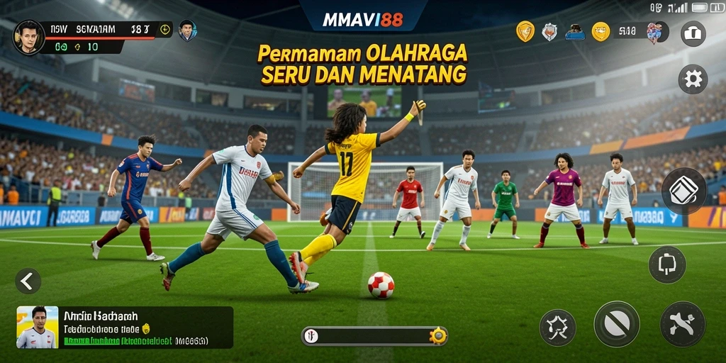 Screenshot AMAVI88 menampilkan aksi seru dalam permainan olahraga.
