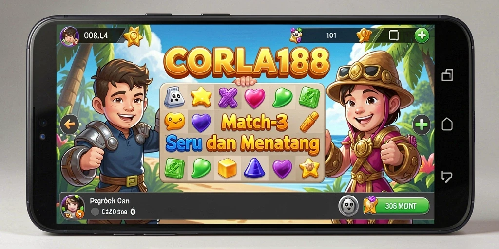 Tangkapan layar gameplay seru dari CORLA188 yang menampilkan aksi Match-3.