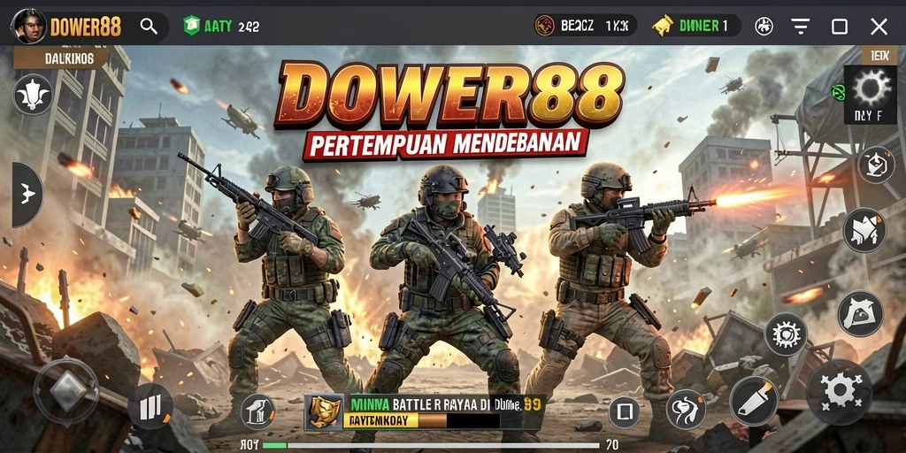 Screenshot DOWER88 menampilkan aksi pertempuran menegangkan di Battle Royale.