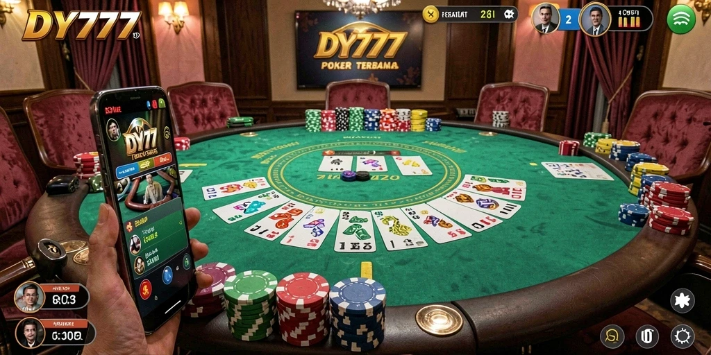 Screenshot gameplay DY777 menampilkan aksi seru permainan Poker.