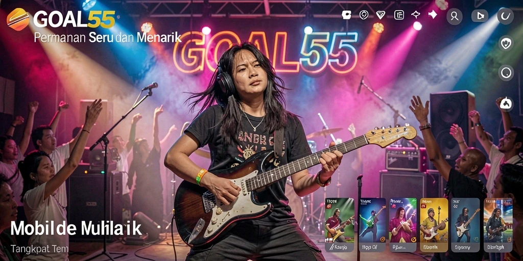 Tampilan gameplay seru dari GOAL55, menampilkan interaksi dengan musik.