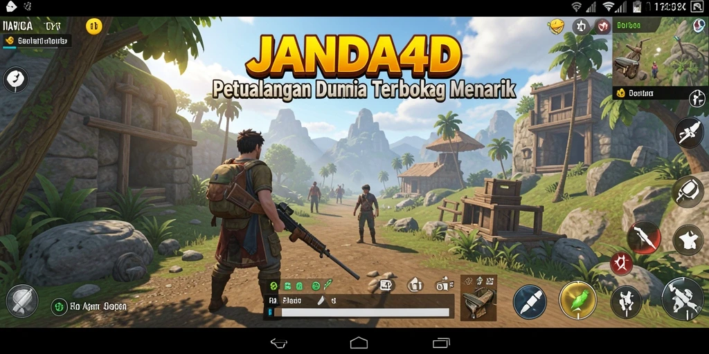 Tangkapan layar utama JANDA4D menampilkan gameplay dunia terbuka yang kaya.