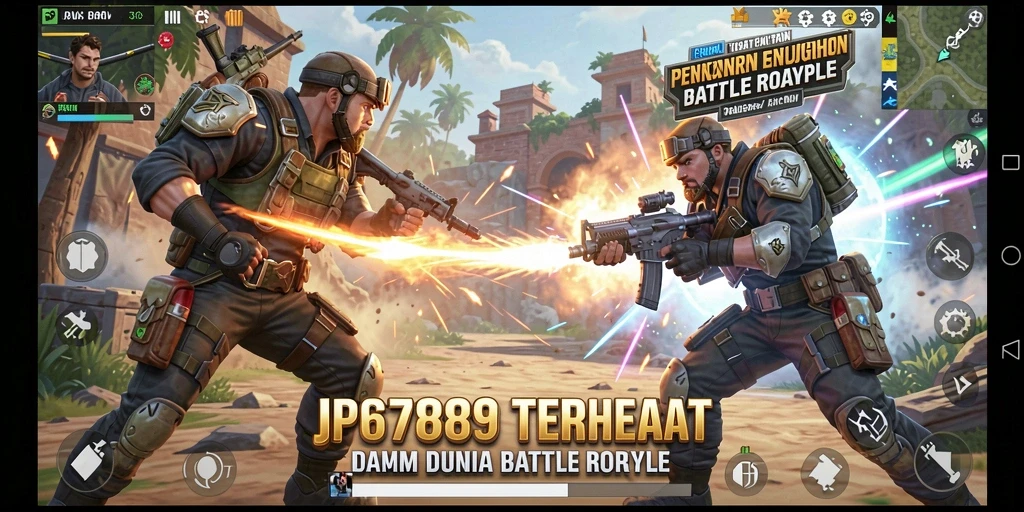 Tampilan gameplay mendebarkan dalam pertarungan Battle Royale.