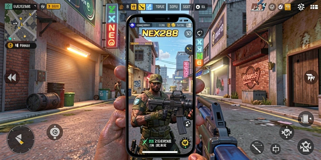 Gambar menunjukkan pertempuran intens dalam NEX288 dengan gameplay TPS yang mengasyikkan.