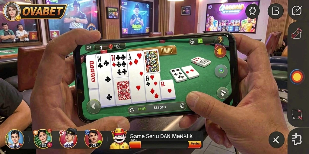 Screenshot utama OVABET menampilkan gameplay Domino yang menarik.