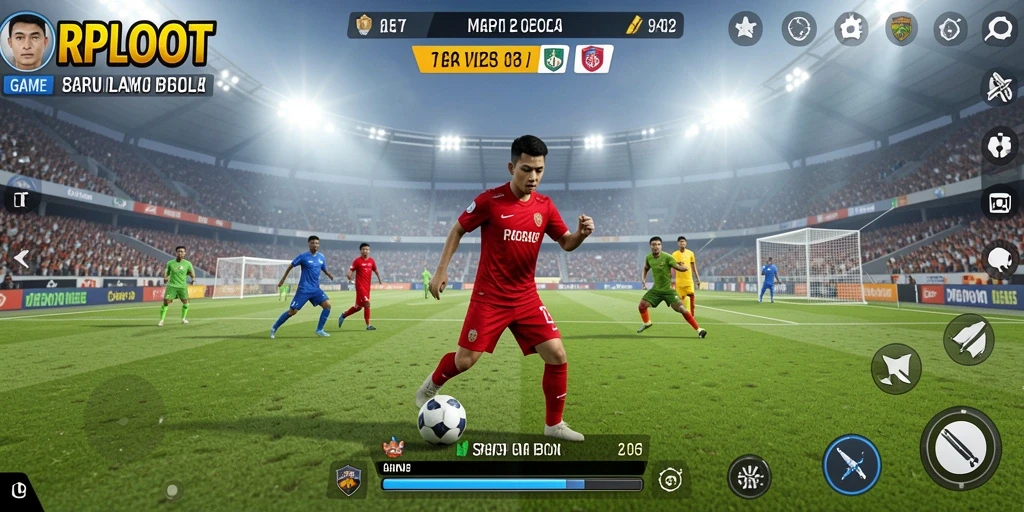 Screenshot gameplay <strong>RPLOOT</strong> yang menampilkan aksi seru di lapangan sepak bola.