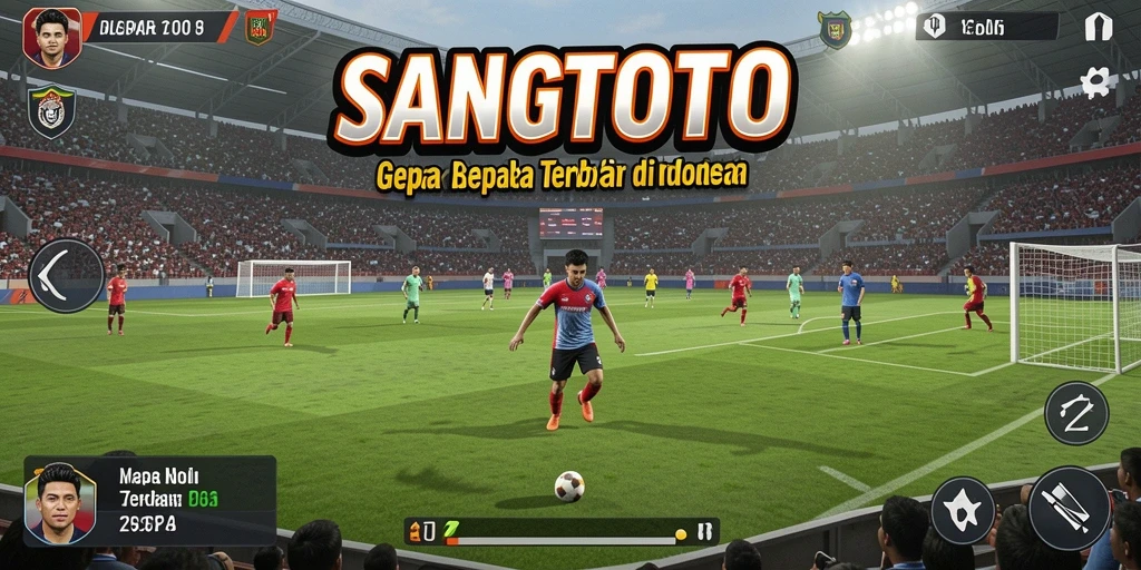 Screenshot gameplay SANGTOTO menampilkan aksi sepak bola yang seru.