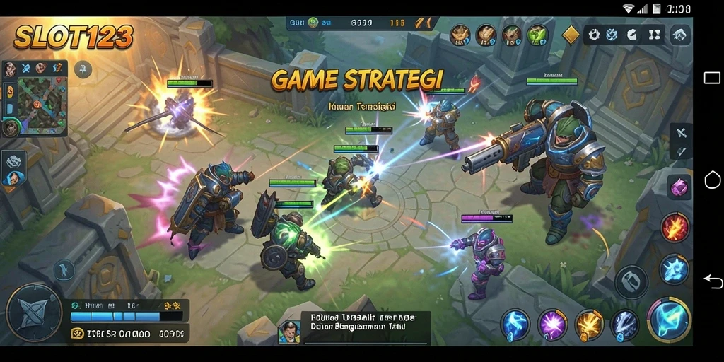 Tangkapan layar menunjukkan tindakan strategis intens dari SLOT123.